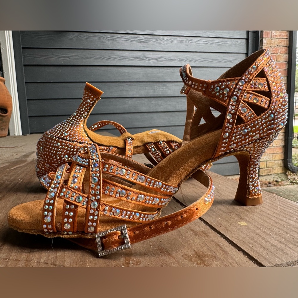 6.5 salsa ballroom dancing shoes. Rhinestone bedazzled. New. Never been worn.